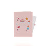 Baby Girl and Balloons 3D pop-up card closed — card only, pink cover with rainbow, rattle and It's a girl text, everpop