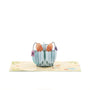 Best Teas 3D pop-up card angle view: teacup pop-up on a daisy and lemon picnic base, everpop