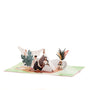 Bohemian Wedding 3D pop-up card angle view: boho teepee wedding pop-up with wings and leafy vase, everpop
