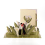 Calla Lily Field 3D pop-up card front view: couple kissing among calla lilies, cream cover behind, everpop