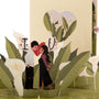 Calla Lily Field 3D pop-up card close-up: pair with I heart U letters between white lily blooms, everpop