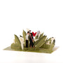 Calla Lily Field 3D pop-up card angle view: calla lily field pop-up with couple on a green base, everpop