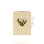 Calla Lily Field 3D pop-up card closed — card only, cream cover with lilies in a heart window, everpop