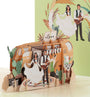 Dance With Me 3D pop-up card close-up: bride twirling and groom with guitar at the boho van, everpop