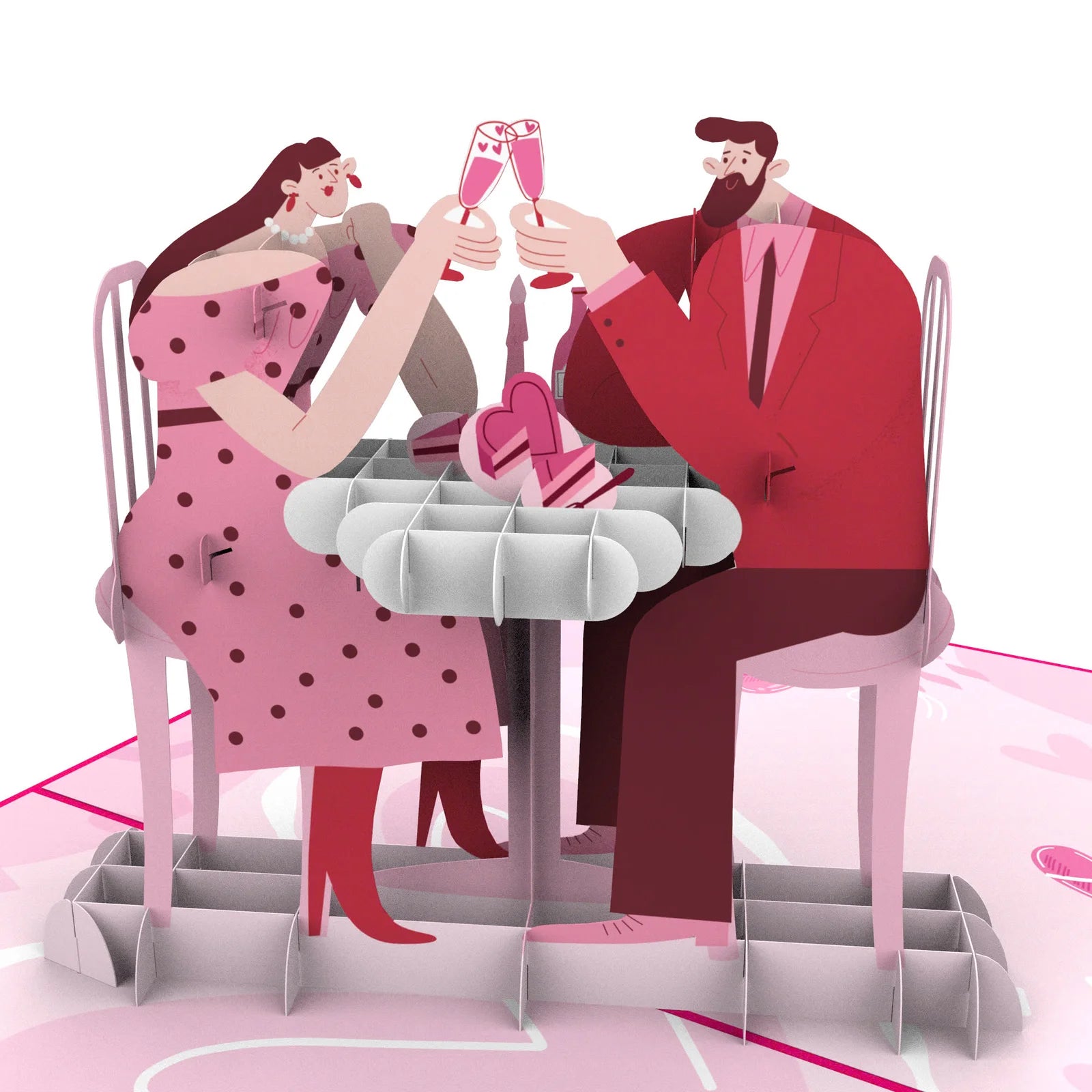 everpop 3D pop-up A Toast to Us card – close-up of couple clinking glasses