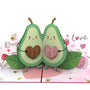 everpop 3D pop-up Avocado in Love card – close-up of avocado couple pop-up