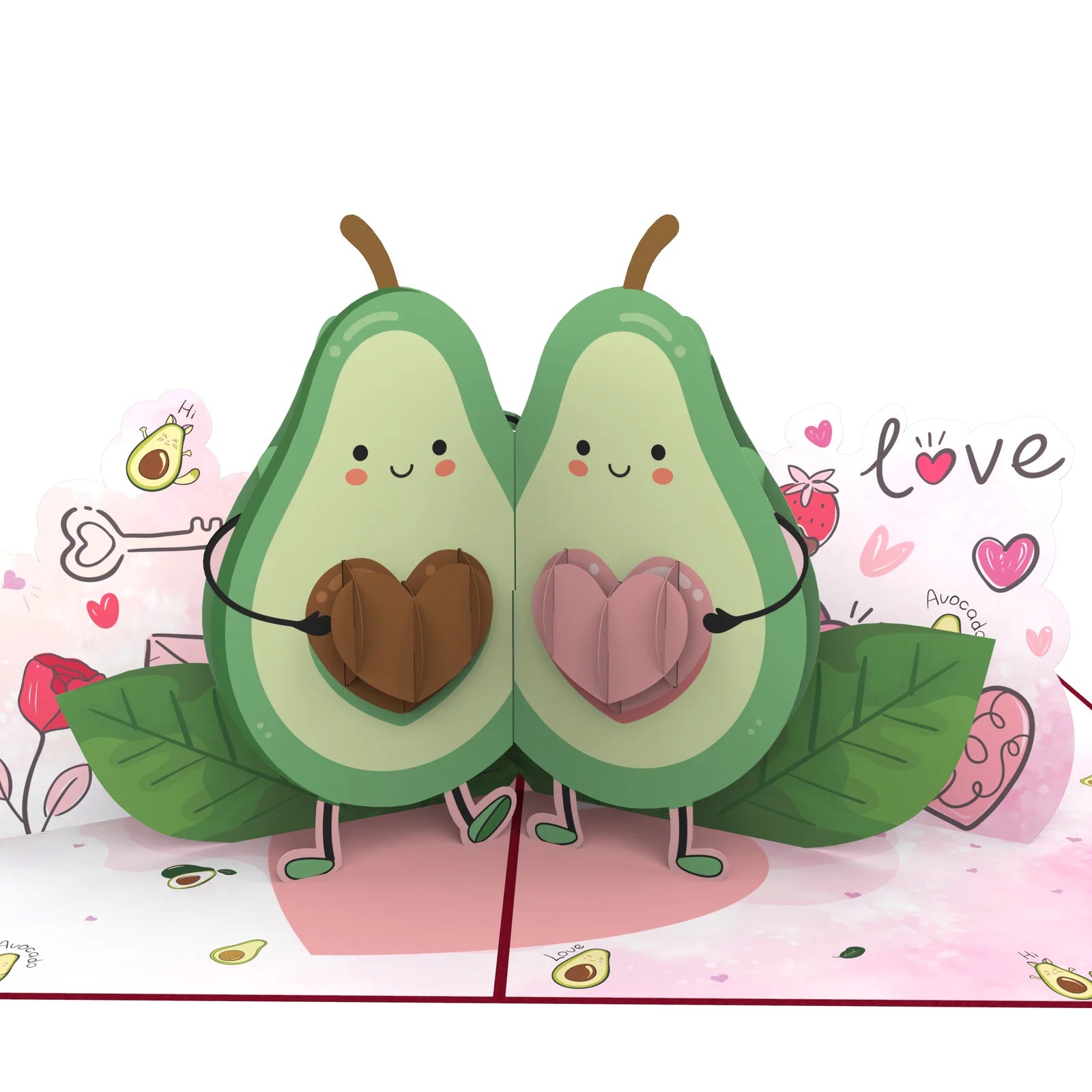 everpop 3D pop-up Avocado in Love card – close-up of avocado couple pop-up
