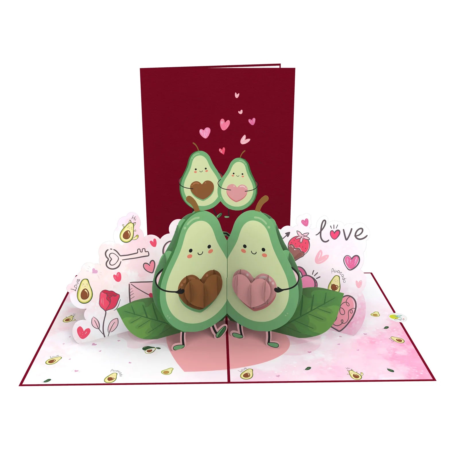 everpop 3D pop-up Avocado in Love card – cute avocado couple open with cover