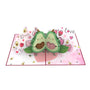 everpop 3D pop-up Avocado in Love card – open showing avocado couple with hearts