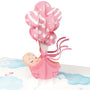 everpop 3D pop-up Baby Girl and Balloons card – close-up of baby and balloon pop-up