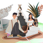 everpop 3D pop-up Bohemian Wedding card – close-up of boho couple and tipi pop-up