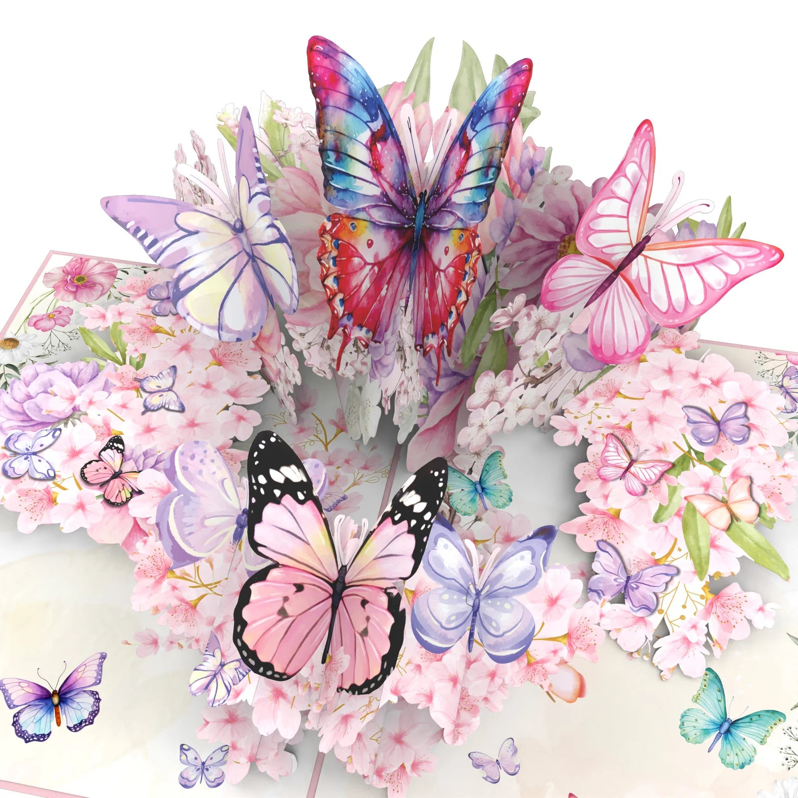 everpop 3D pop-up Cherry Blossom and Butterflies card – close-up of butterfly and blossom pop-up