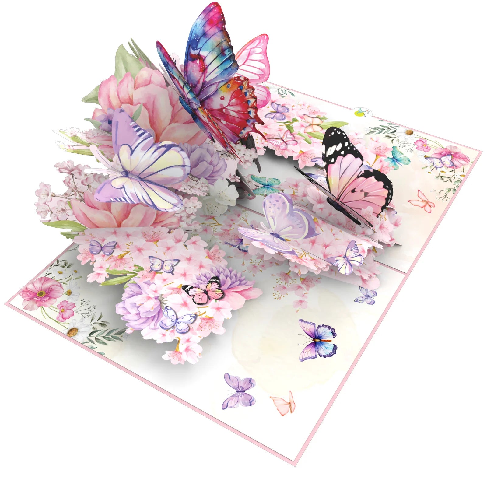 everpop 3D pop-up Cherry Blossom and Butterflies card – open showing butterflies over cherry blossoms