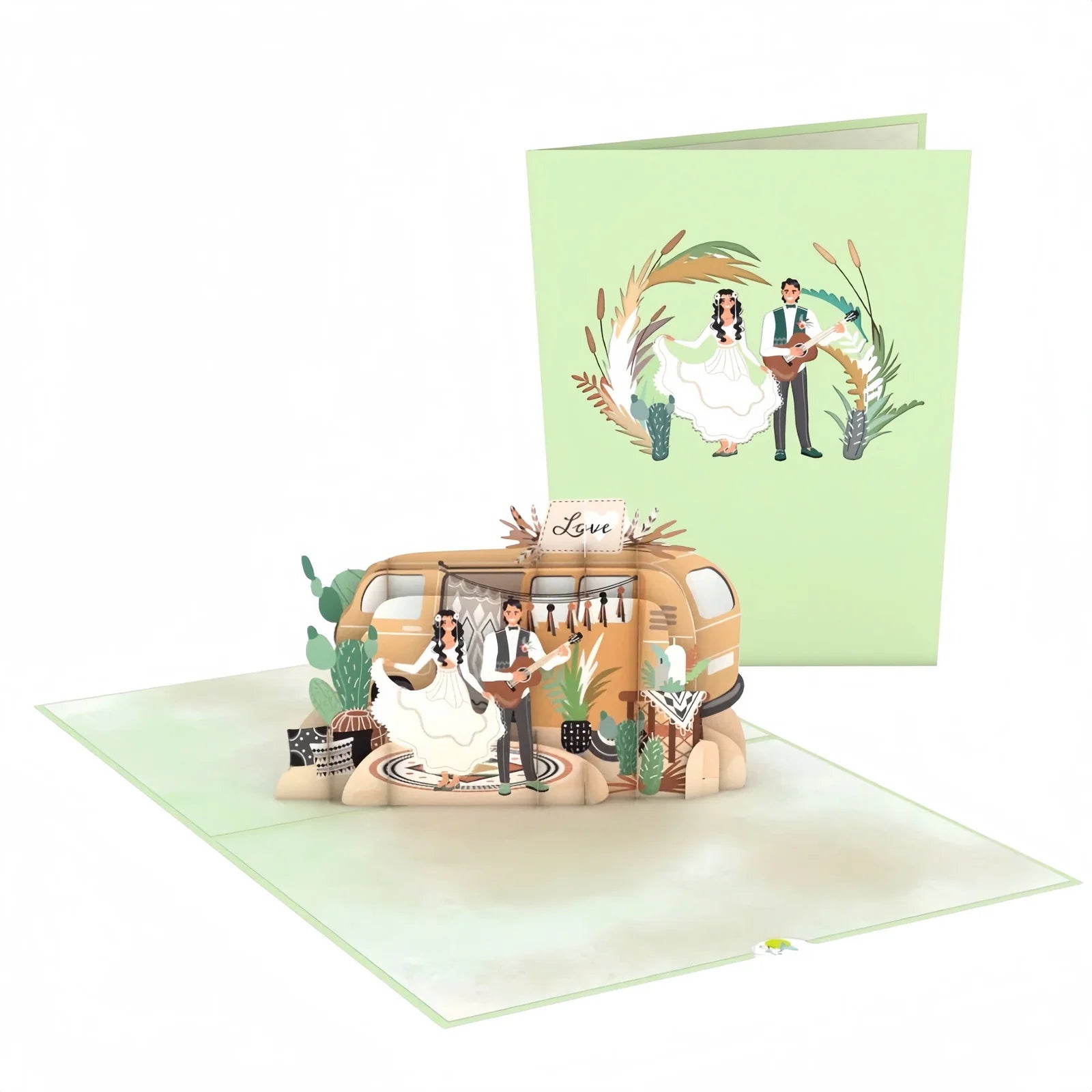 everpop 3D pop-up Dance With Me card – couple by boho camper van open with cover