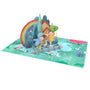 everpop 3D pop-up Dancing in the Rain card – open showing children dancing in the rain with ducks