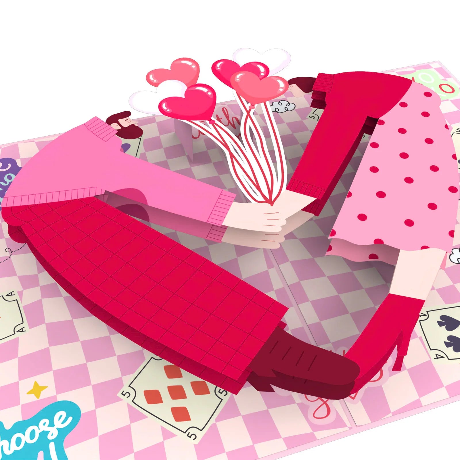everpop 3D pop-up Forever and Always card – close-up of couple and heart balloons pop-up