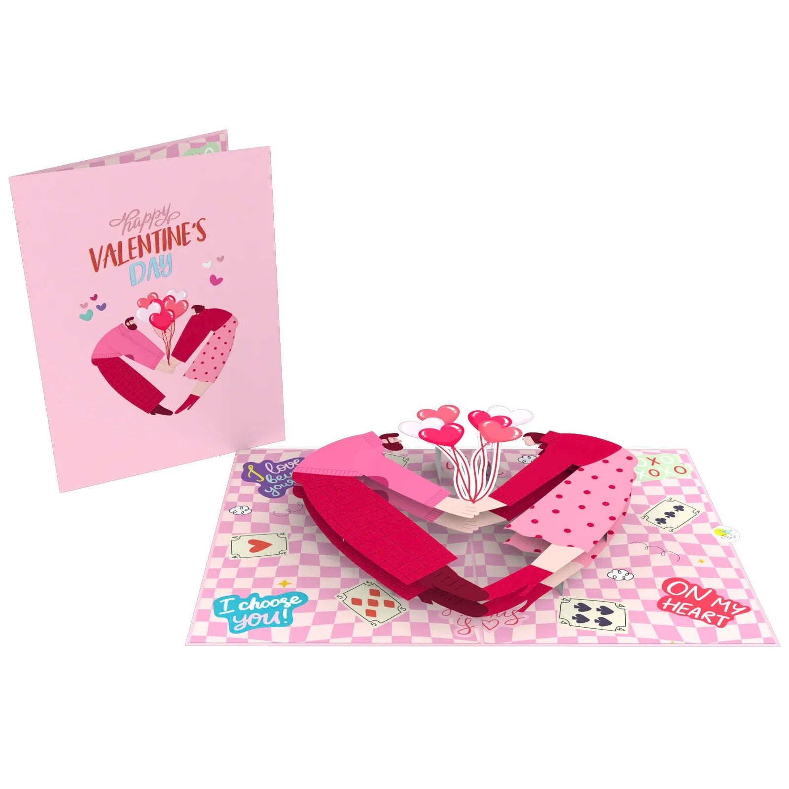 everpop 3D pop-up Forever and Always card – couple embracing with heart balloons open with cover