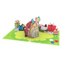 everpop 3D pop-up Happy Hedgehog Birthday card – open showing hedgehog with party gifts and balloons