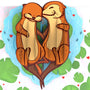 everpop 3D pop-up Holding On card – close-up of otter couple pop-up