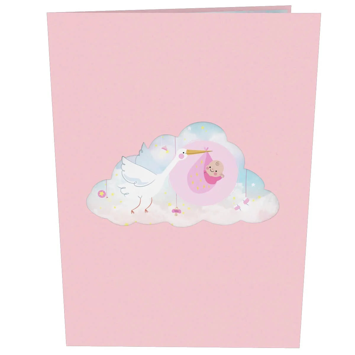 everpop 3D pop-up It's a Girl Stork card – front cover