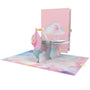 everpop 3D pop-up It's a Girl Stork card – pink stork carrying baby open with cover