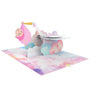 everpop 3D pop-up It's a Girl Stork card – open showing stork delivering baby girl