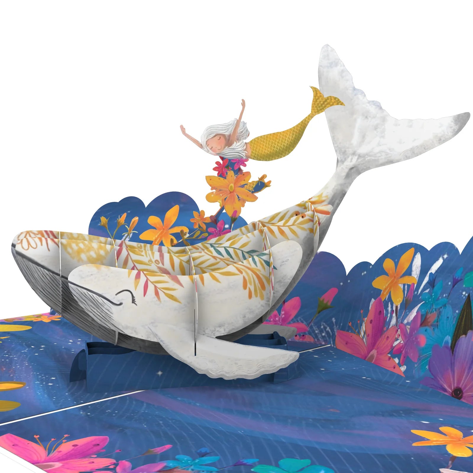 everpop 3D pop-up Mermaid and the Whale card – close-up of mermaid and whale pop-up