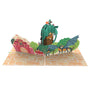 everpop 3D pop-up Once Upon an Island card – open showing dragon guarding a fairytale castle
