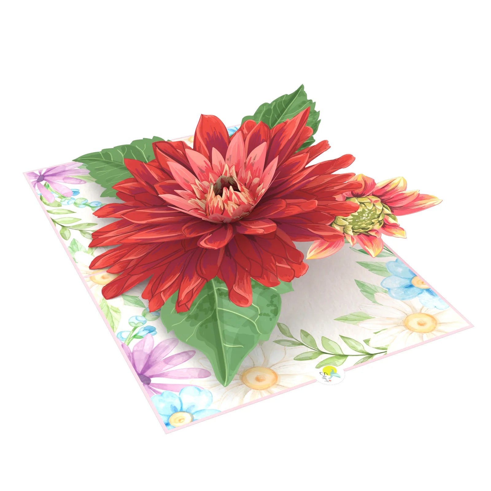 everpop 3D pop-up Spring Aster card – open showing vibrant red aster in full bloom