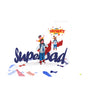 everpop 3D pop-up Superdad card – dad carrying child on shoulders with Superdad text open with cover