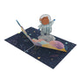 everpop 3D pop-up Teddy Takes Flight card – open showing teddy bear astronaut among planets