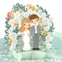 everpop 3D pop-up Through the Garden Gate card – close-up of couple under flower arch pop-up
