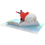 everpop 3D pop-up To the Moon With Dad card – open showing superhero dad flying with child by the moon