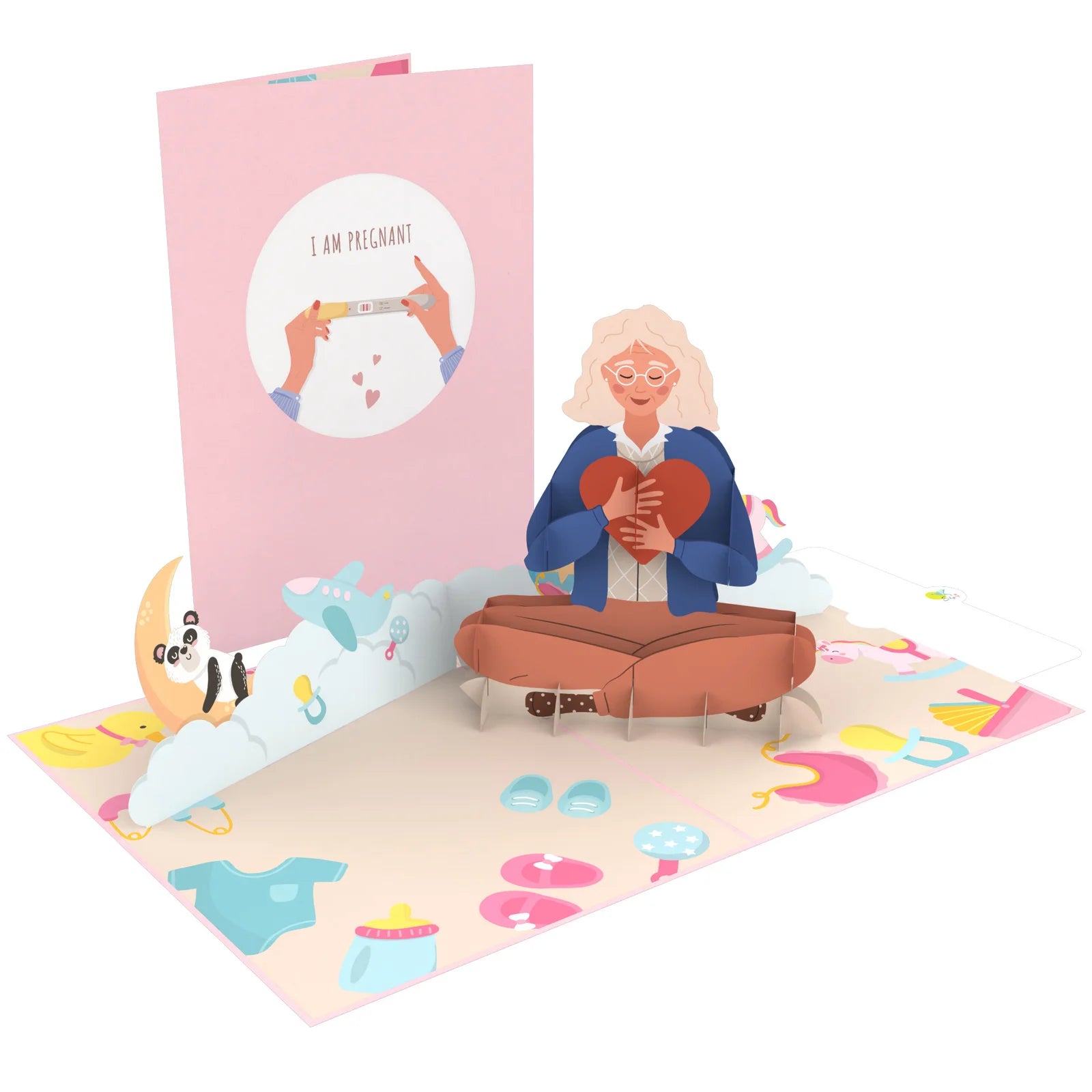 everpop 3D pop-up We Have a Surprise pregnancy card – woman with heart open with cover
