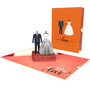 everpop 3D pop-up Wedding Suit and Gown card – wedding outfits on hangers open with cover