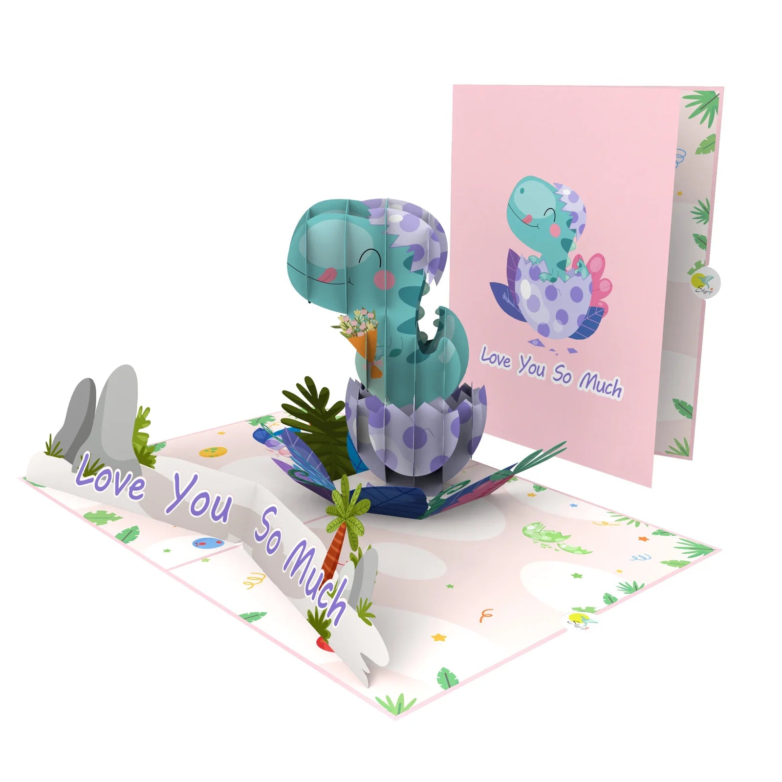 everpop 3D pop-up You're One of a Kind card – baby dinosaur hatching open with cover