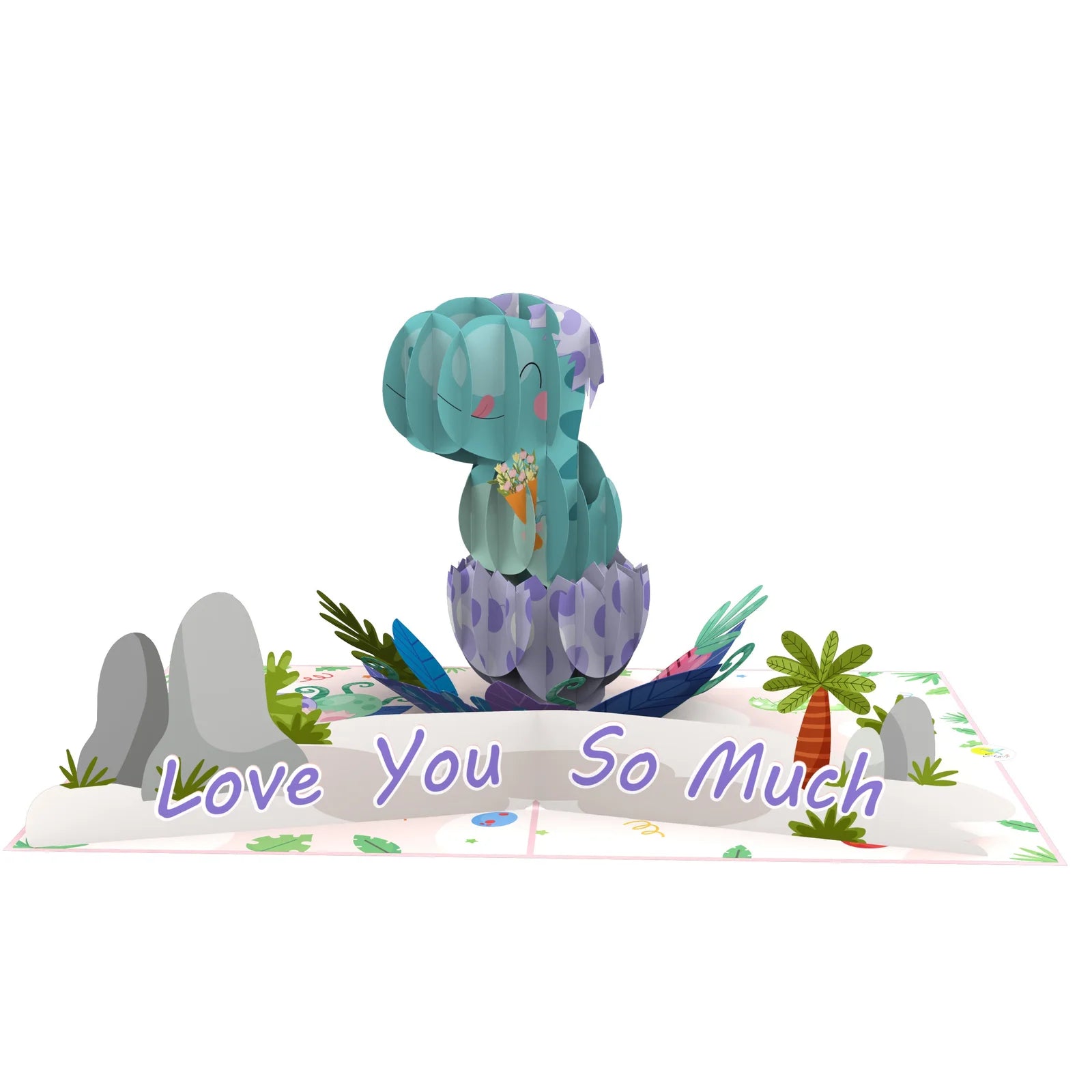 everpop 3D pop-up You're One of a Kind card – open showing cute dinosaur hatching from egg