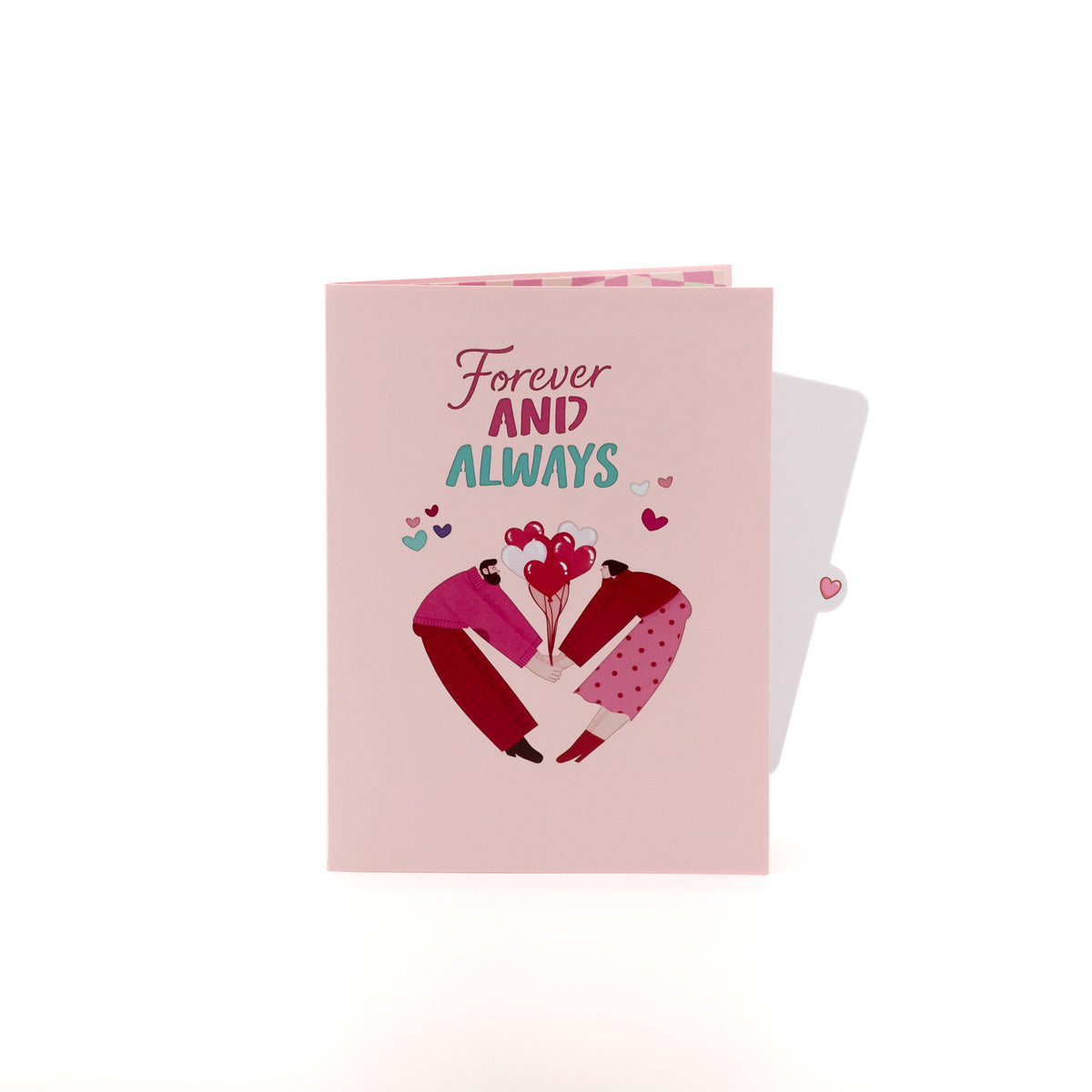 Forever and Always 3D pop-up card closed — card only, pink cover with Forever and Always lettering, everpop