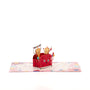 Happy Toast 3D pop-up card angle view: red toaster pop-up with balloons on a confetti base, everpop