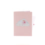 It's a Girl! Stork 3D pop-up card closed — card only, pink cover with stork and baby in a cloud, everpop