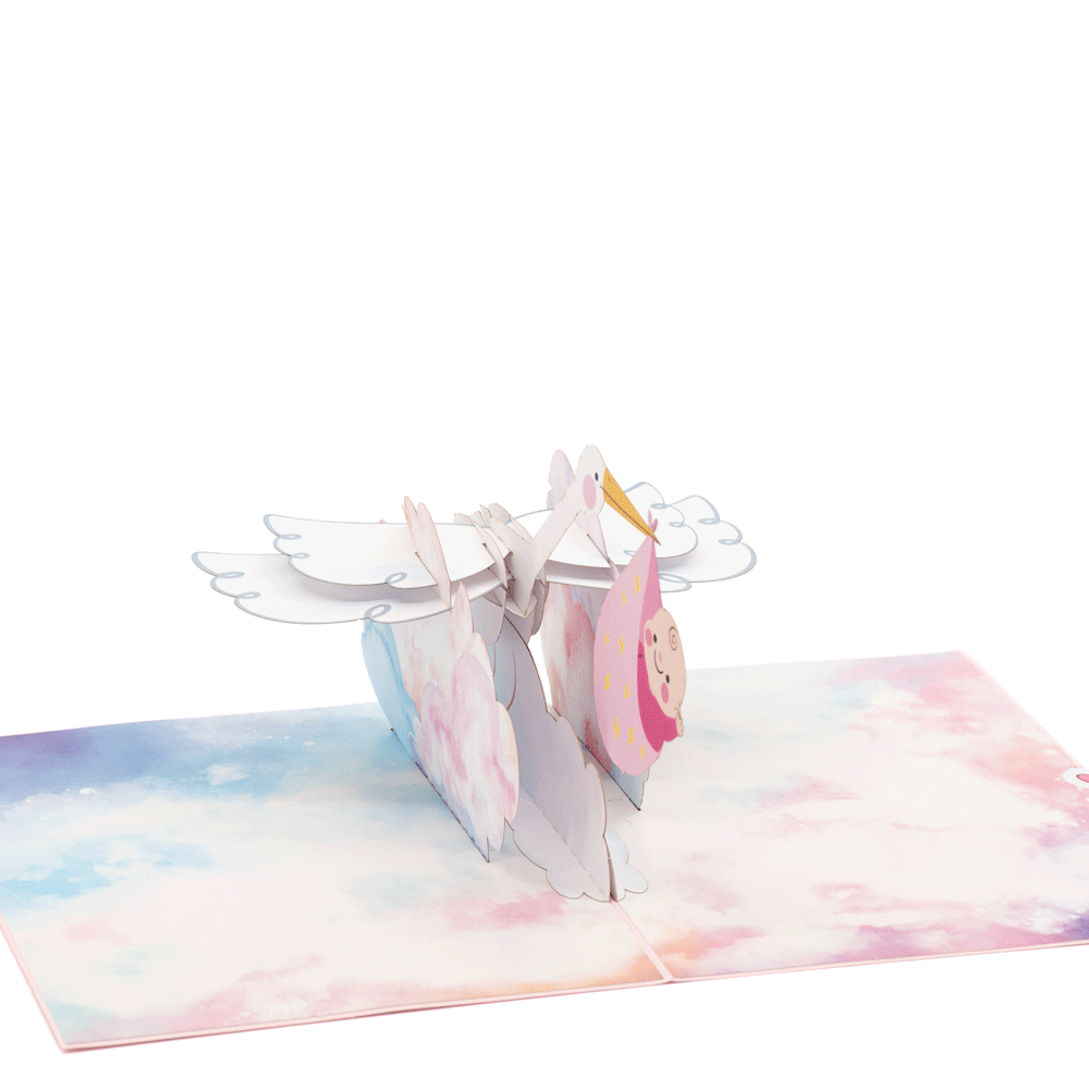 It's a Girl! Stork 3D pop-up atvirukas
