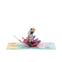 Love You to the Moon Birthday 3D pop-up card angle view: space birthday pop-up bursting from a galaxy base, everpop