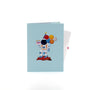 Love You to the Moon Birthday 3D pop-up card closed — card only, blue cover with astronaut, cake and planets, everpop