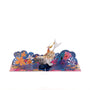 Mermaid & the Whale 3D pop-up card angle view: whale and mermaid pop-up on a deep blue floral sea, everpop