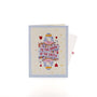 Queen of the Castle 3D pop-up card closed — card only, cover with queen card and cake doodles, everpop