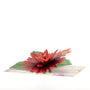 Spring Aster 3D pop-up card angle view: red aster pop-up on a daisy watercolor base, everpop