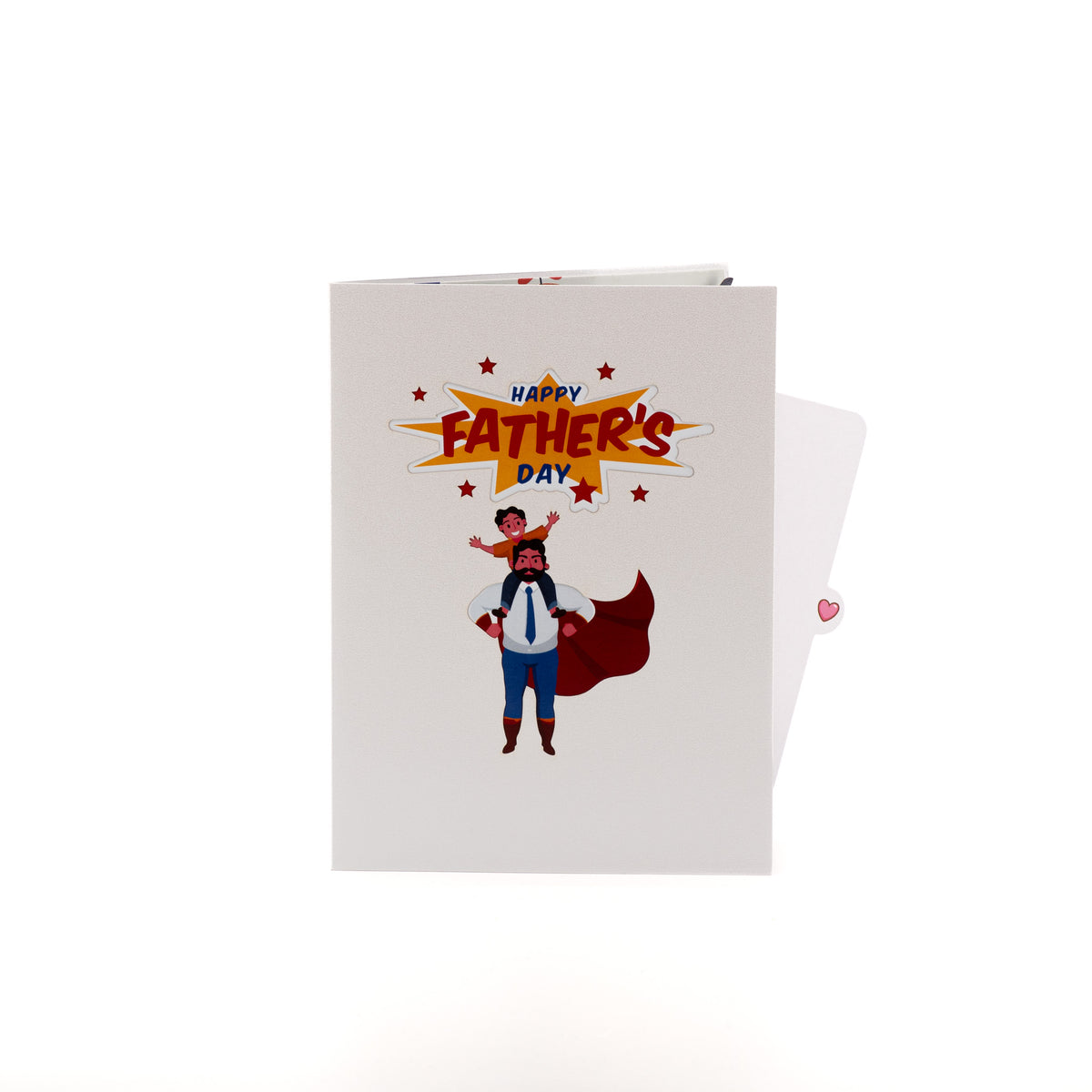 Superdad 3D pop-up card closed — card only, white cover with Happy Father's Day burst, everpop