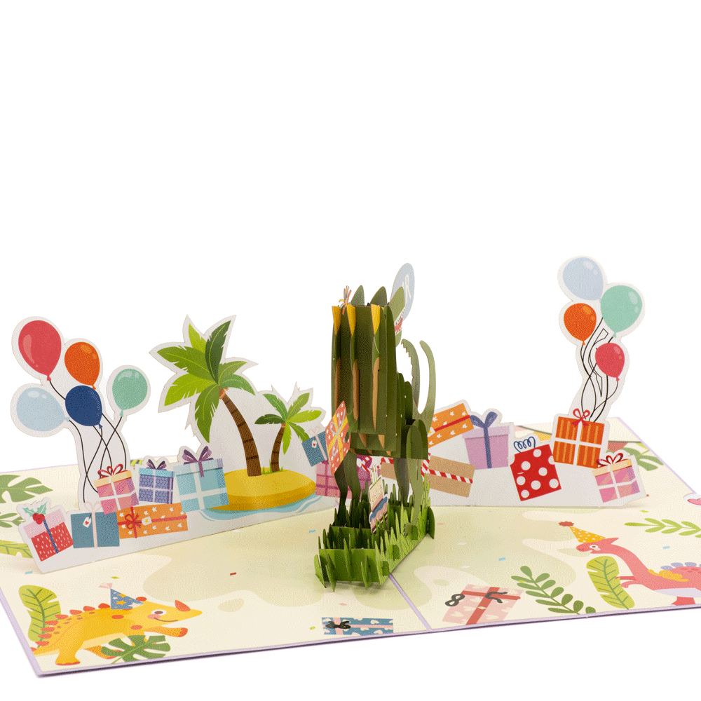 T-Rex Jungle gimtadienio 3D pop-up atvirukas