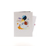 Teddy Takes Flight 3D pop-up card closed — card only, white cover with teddy floating on planet balloons, everpop