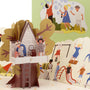 The Treehouse 3D pop-up card close-up: children in feather headbands on the treehouse balcony, everpop